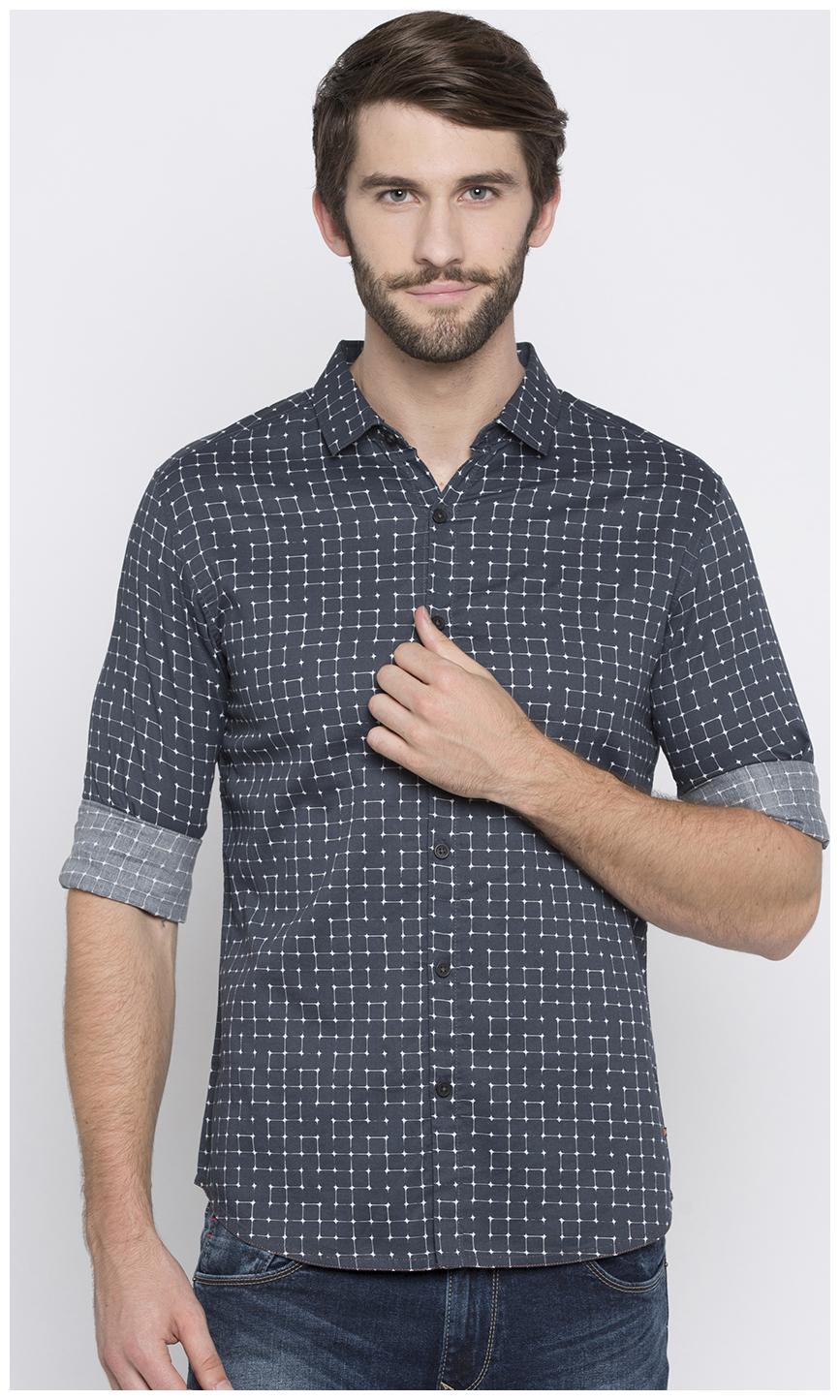 

Spykar Men Grey Abstract Slim Fit Casual Shirt