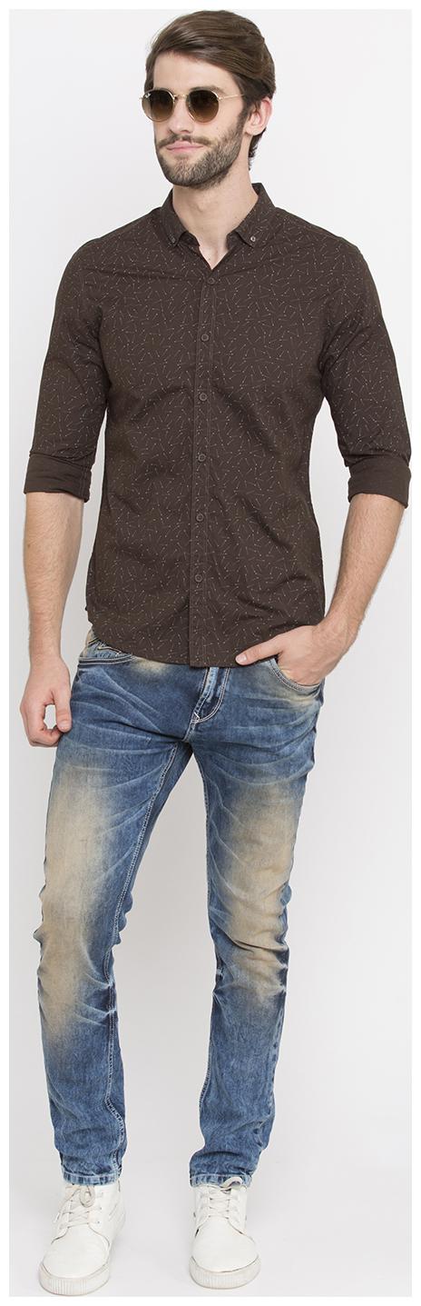 

Spykar Men Brown Geometric Slim Fit Casual Shirt