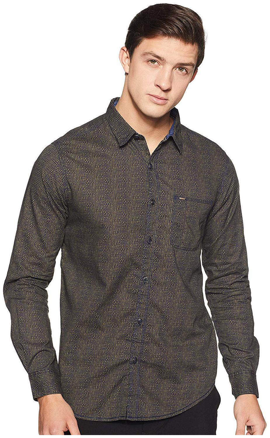 

Spykar Men Green Printed Slim Fit Casual Shirt