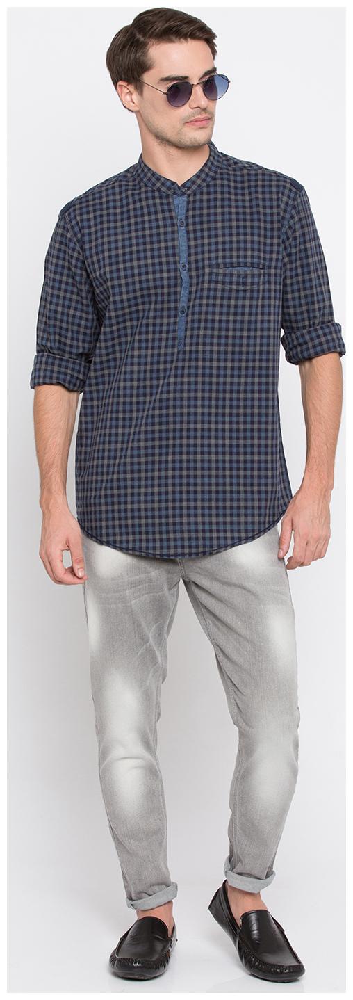 

Spykar Men Blue Checked Slim Fit Casual Shirt