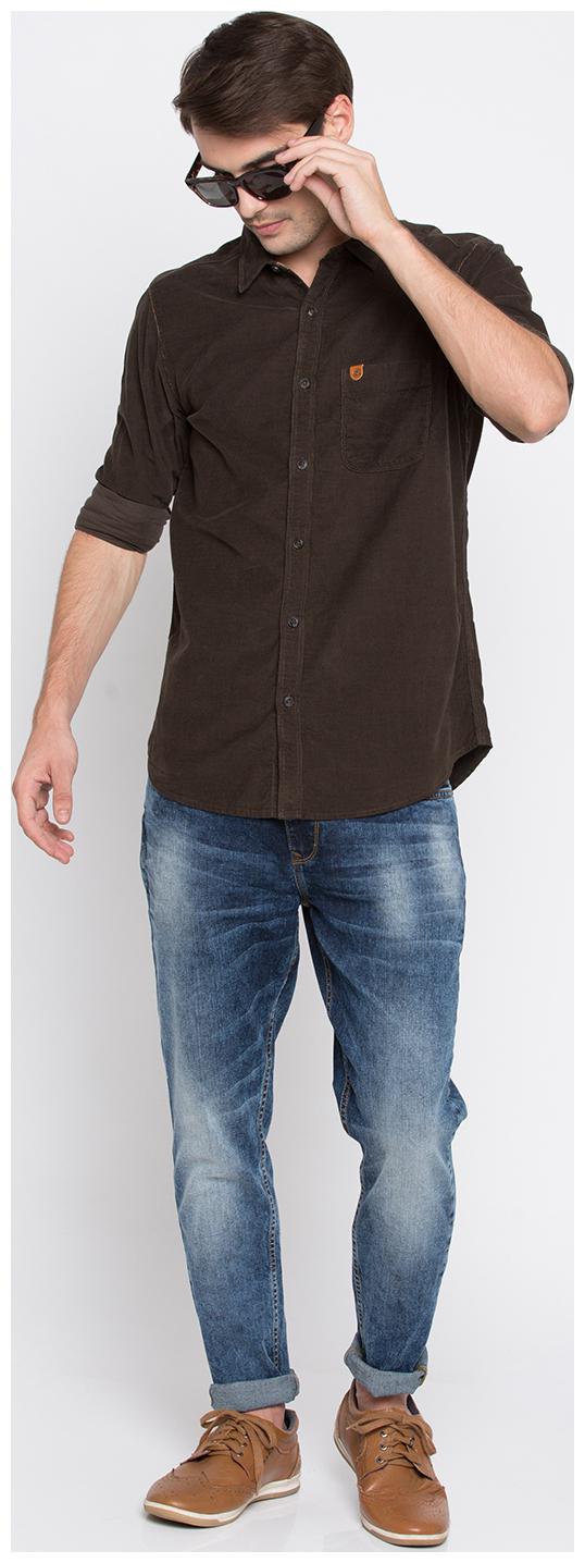 

Spykar Men Brown Solid Slim Fit Casual Shirt