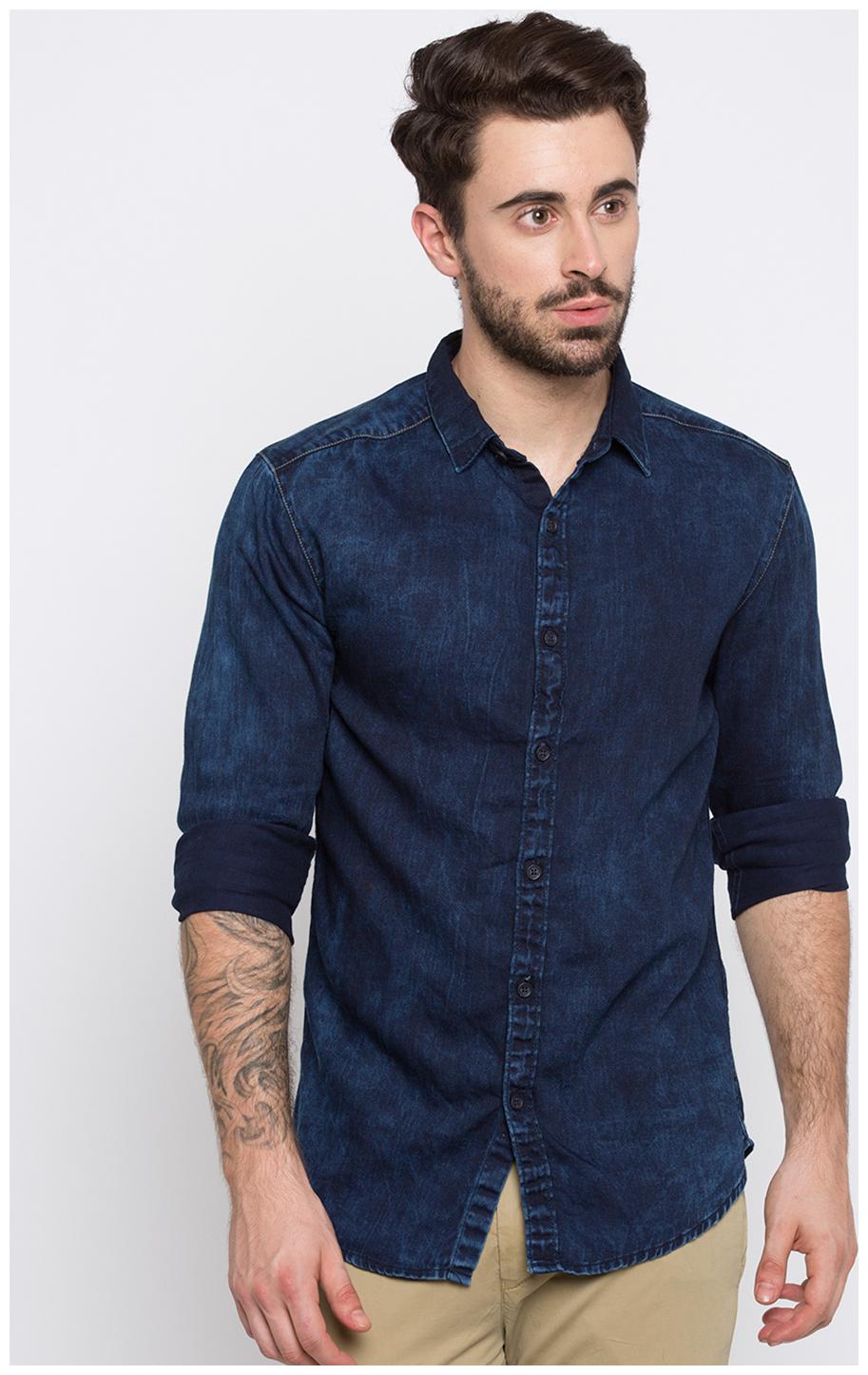 

Spykar Men Blue Faded Slim Fit Casual Shirt