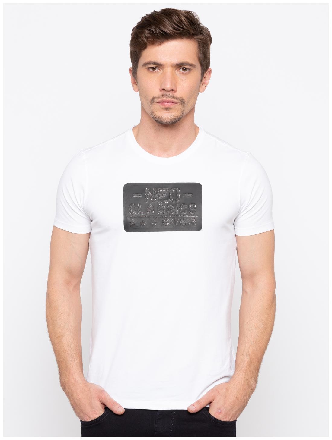 

Spykar Men White Slim fit Cotton Round neck T-Shirt - Pack Of 1