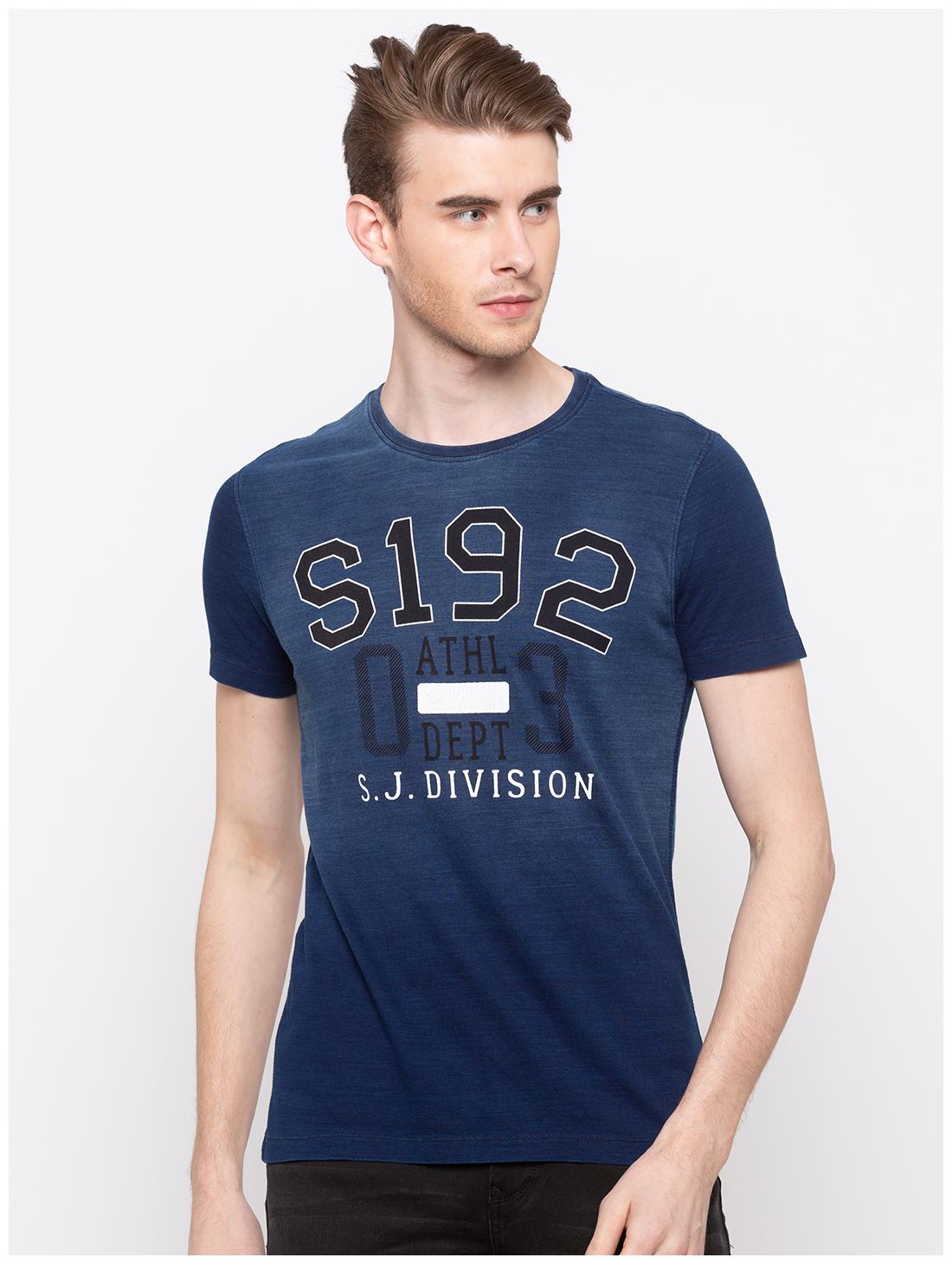 

Spykar Men Blue Slim fit Cotton Round neck T-Shirt - Pack Of 1