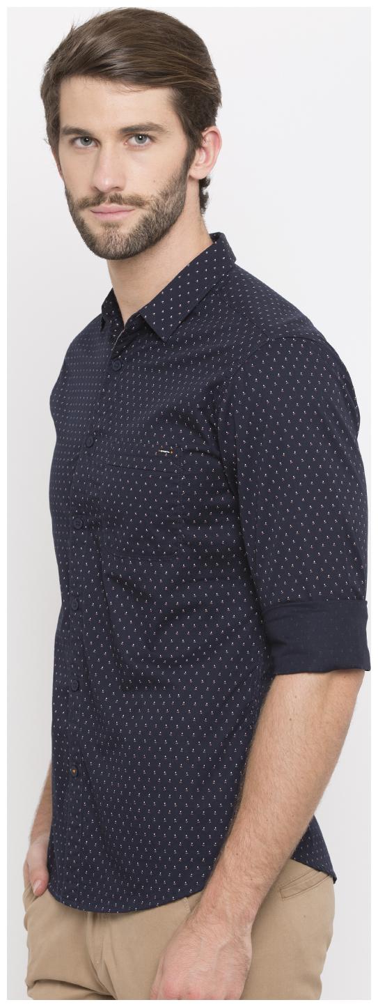 

Spykar Men Blue Polka Dots Slim Fit Casual Shirt