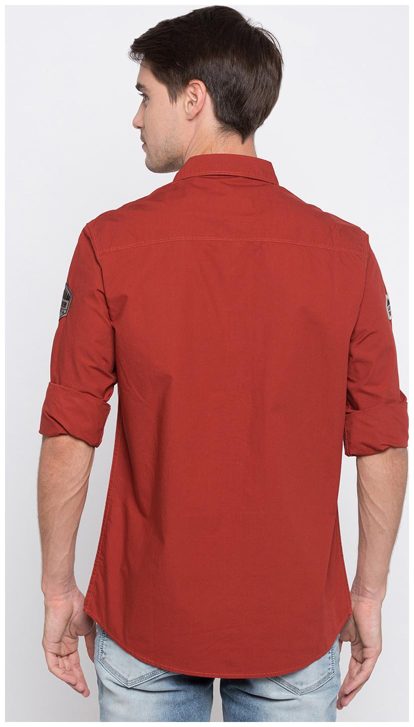 

Spykar Men Orange Solid Slim Fit Casual Shirt