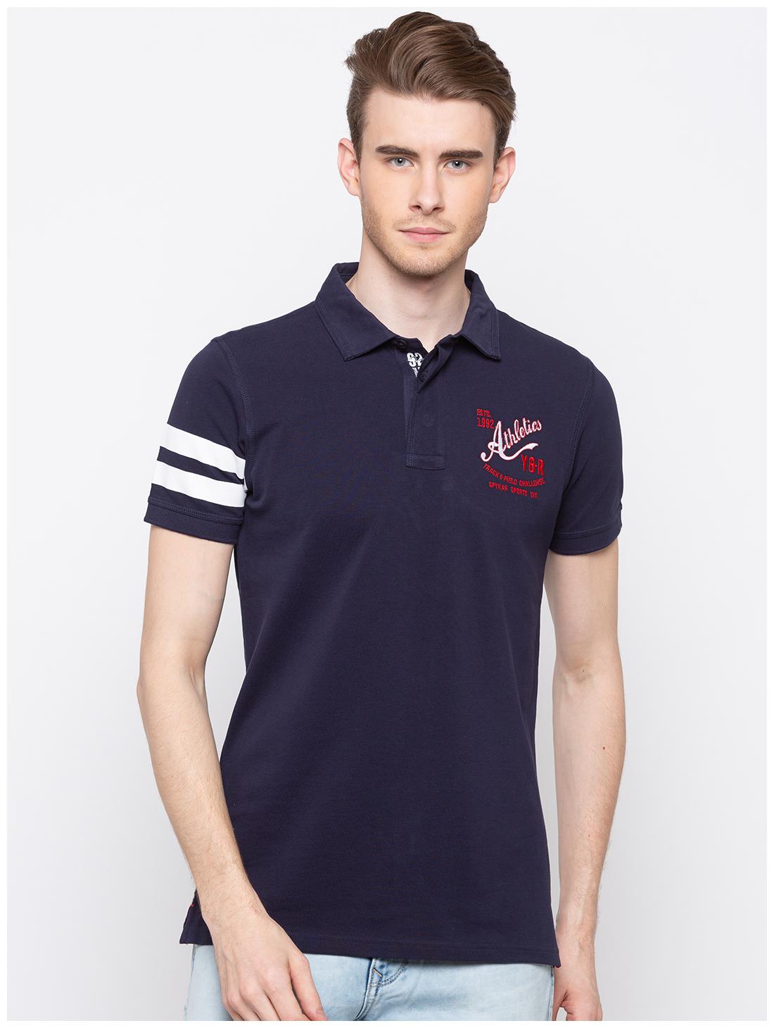 

Spykar Men Blue Slim fit Cotton Polo collar T-Shirt - Pack Of 1