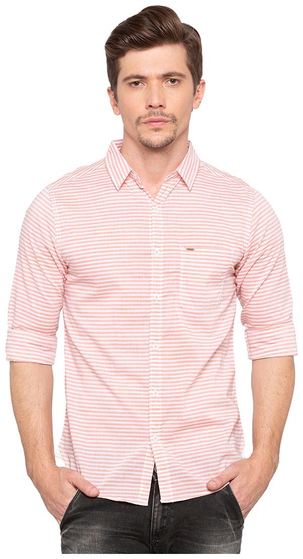 

Spykar Men Pink Horizontal Stripes Slim Fit Casual Shirt