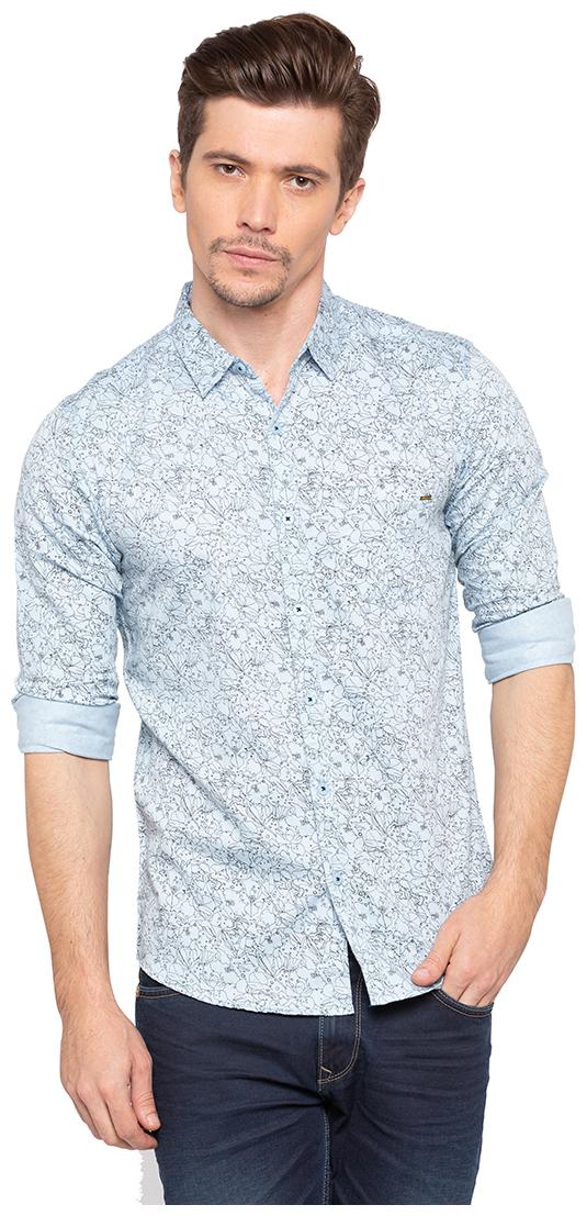 

Spykar Men Blue Printed Slim Fit Casual Shirt