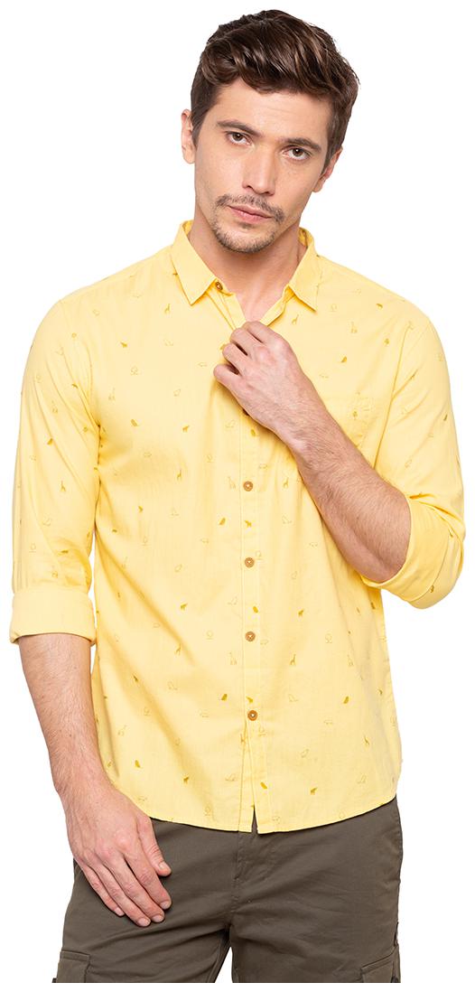 

Spykar Men Yellow Printed Slim Fit Casual Shirt