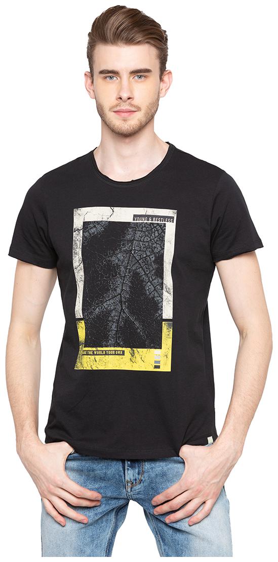 

Spykar Men Black Slim fit Cotton Round neck T-Shirt - Pack Of 1