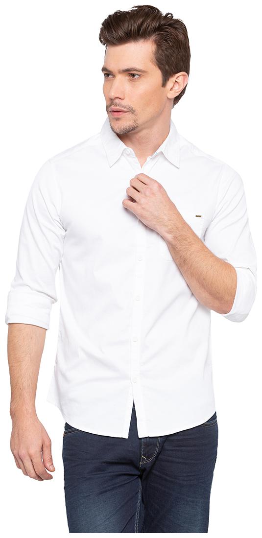 

Spykar Men White Solid Slim Fit Casual Shirt