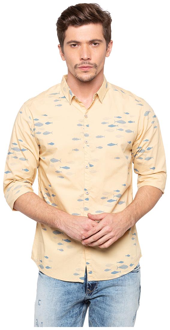 

Spykar Men Beige Printed Slim Fit Casual Shirt