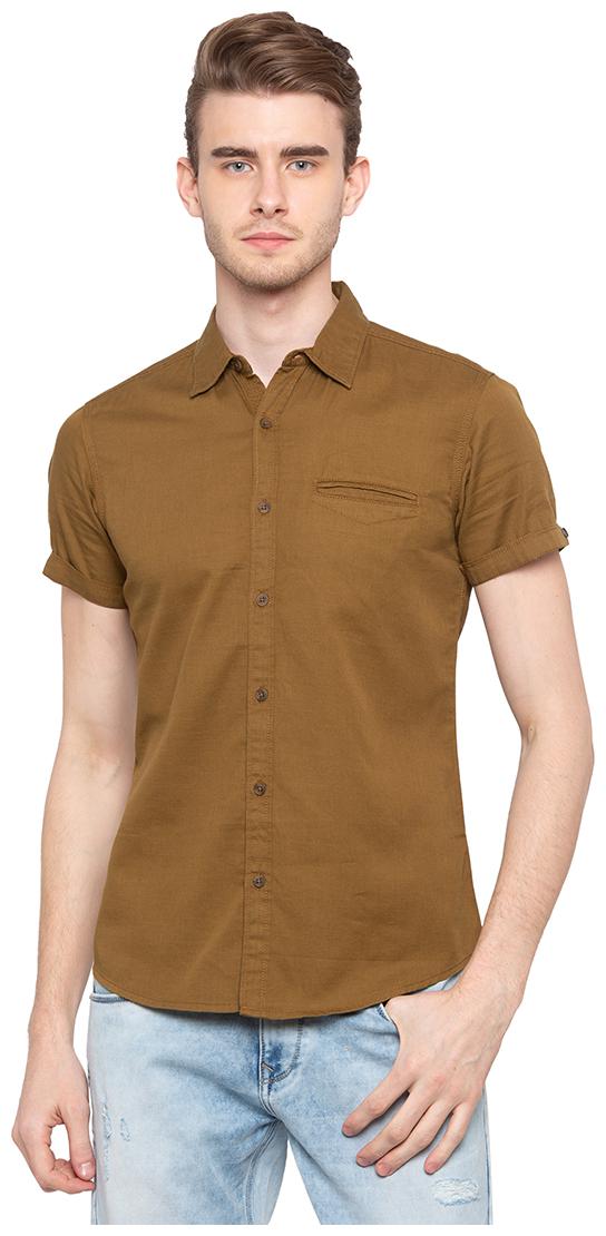 

Spykar Men Beige Solid Slim Fit Casual Shirt