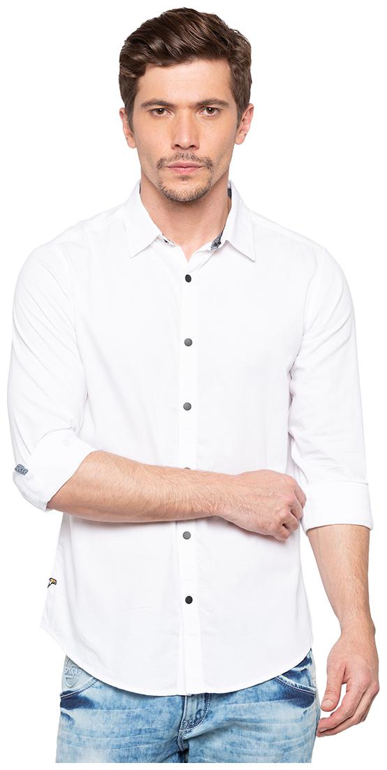 

Spykar Men White Solid Slim Fit Casual Shirt