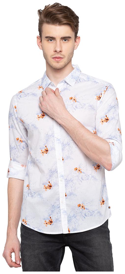 

Spykar Men White Floral Slim Fit Casual Shirt