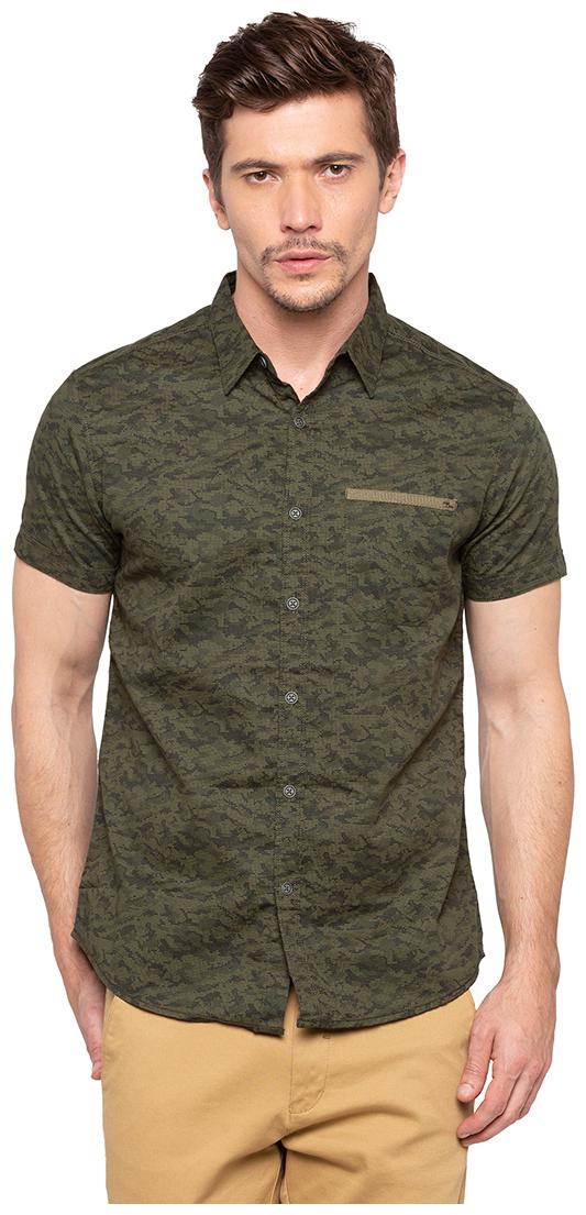 

Spykar Men Green Printed Slim Fit Casual Shirt
