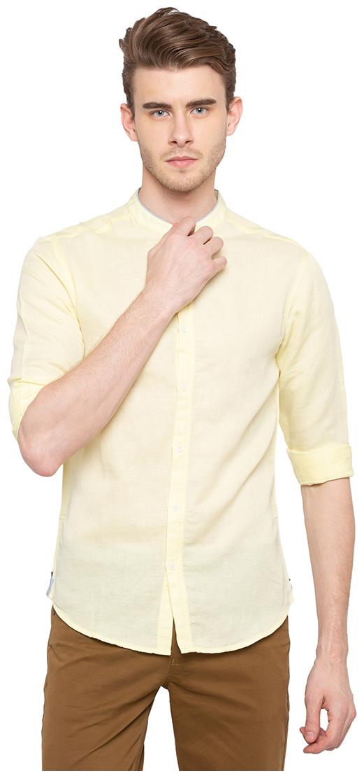 

Spykar Men Yellow Solid Slim Fit Casual Shirt