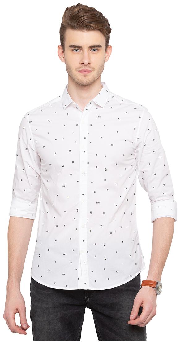 

Spykar Men White Printed Slim Fit Casual Shirt