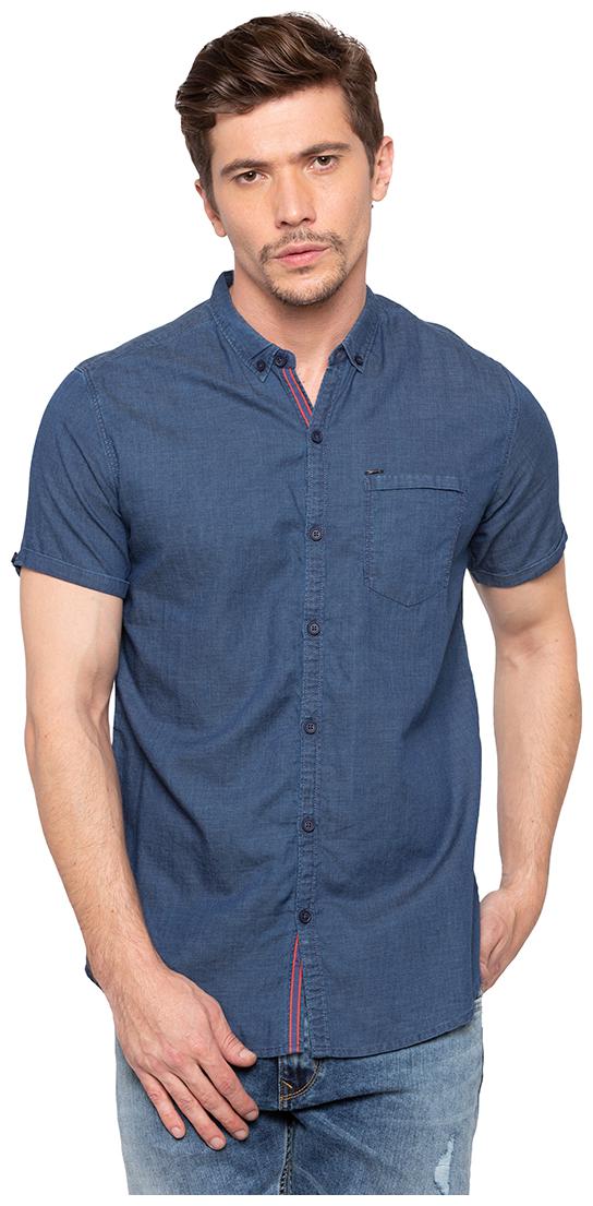 

Spykar Men Blue Solid Slim Fit Casual Shirt