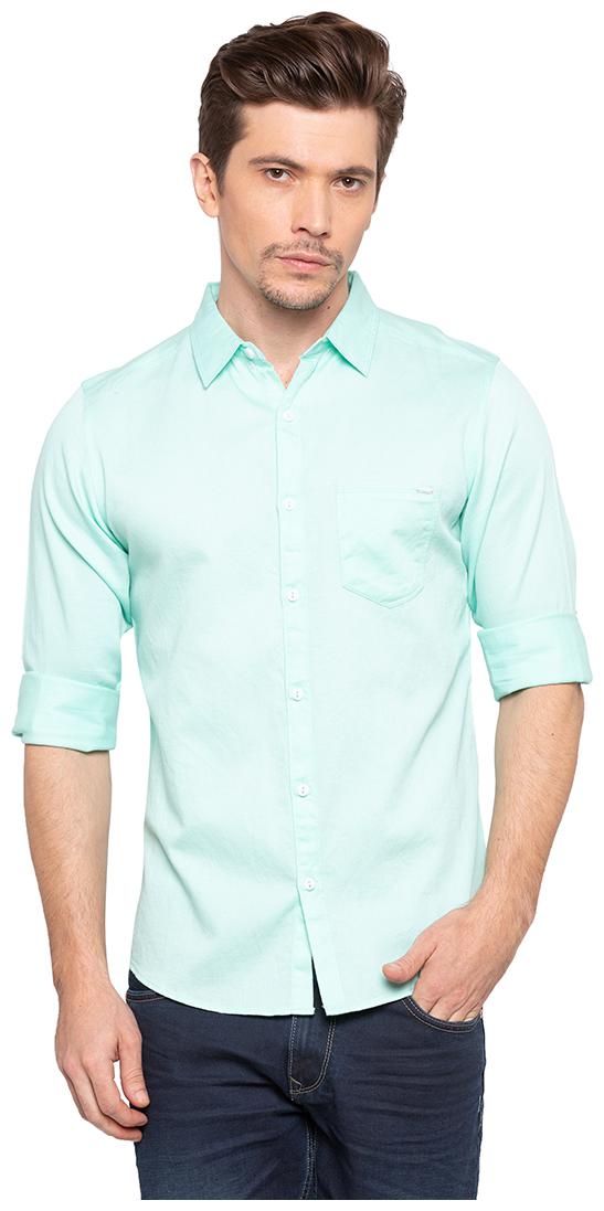 

Spykar Men Blue Solid Slim Fit Casual Shirt