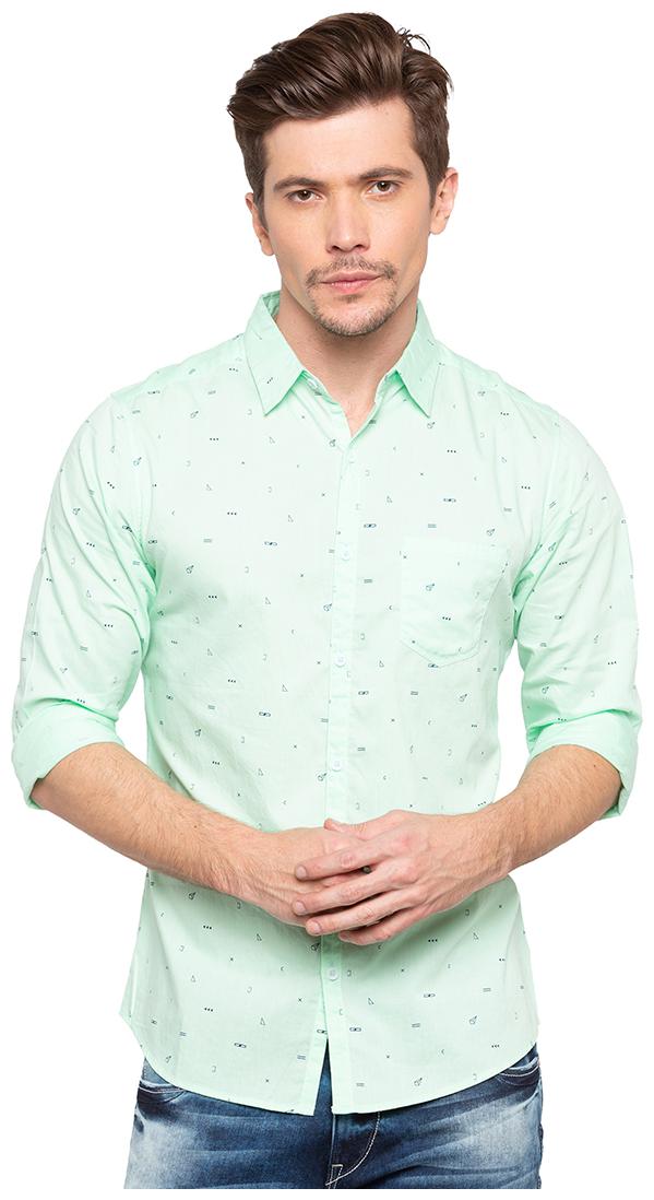 

Spykar Men Green Printed Slim Fit Casual Shirt