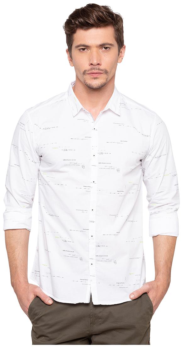 

Spykar Men White Typography Slim Fit Casual Shirt