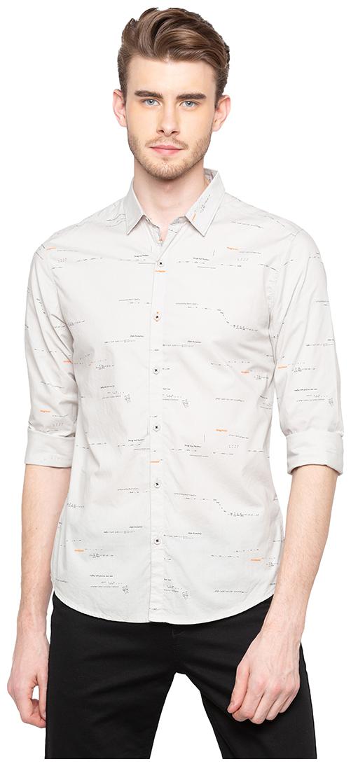 

Spykar Men Grey Typography Slim Fit Casual Shirt