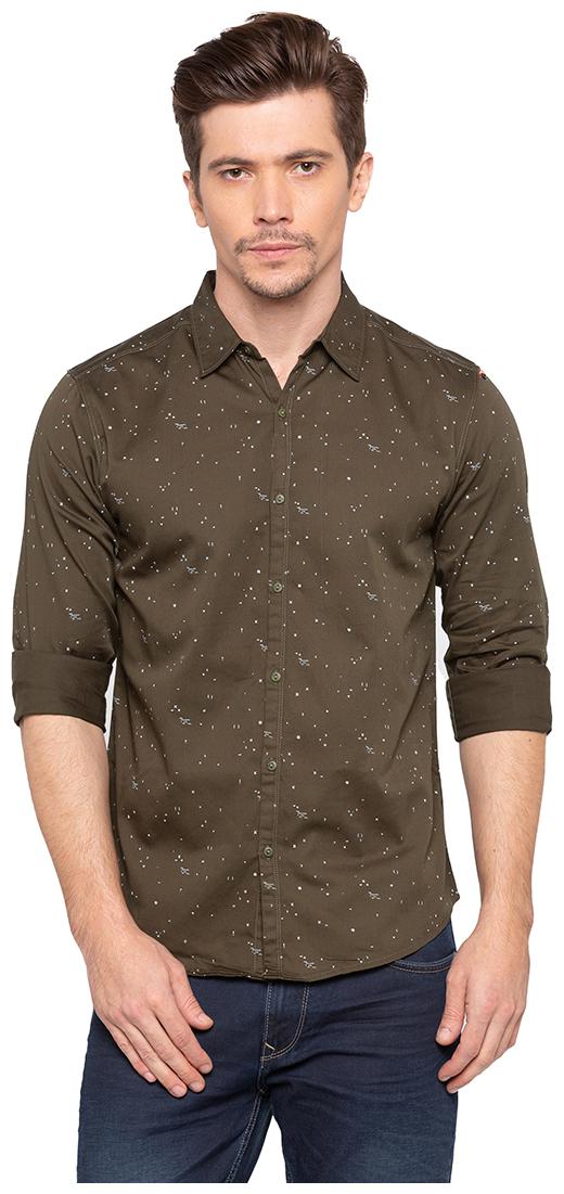 

Spykar Men Green Printed Slim Fit Casual Shirt