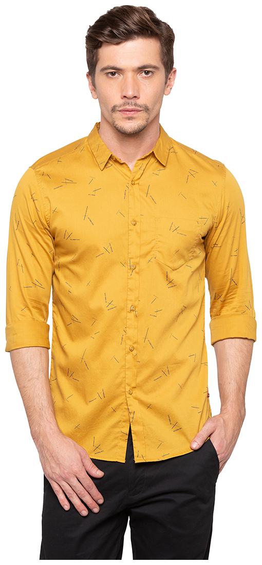 

Spykar Men Yellow Printed Slim Fit Casual Shirt