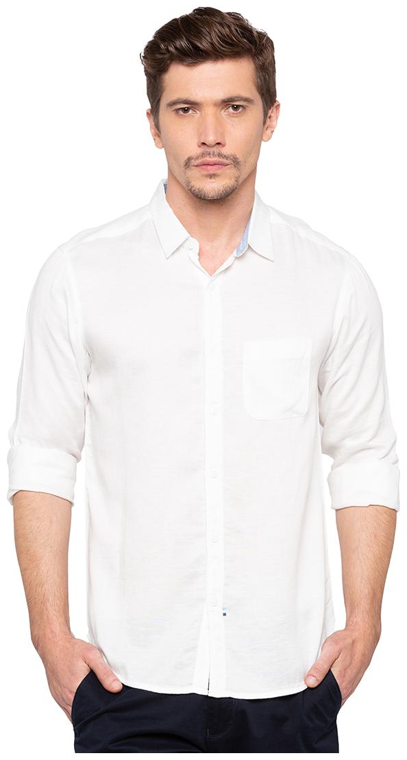 

Spykar Men White Solid Slim Fit Casual Shirt