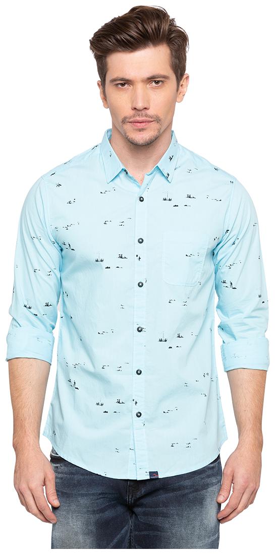 

Spykar Men Blue Printed Slim Fit Casual Shirt