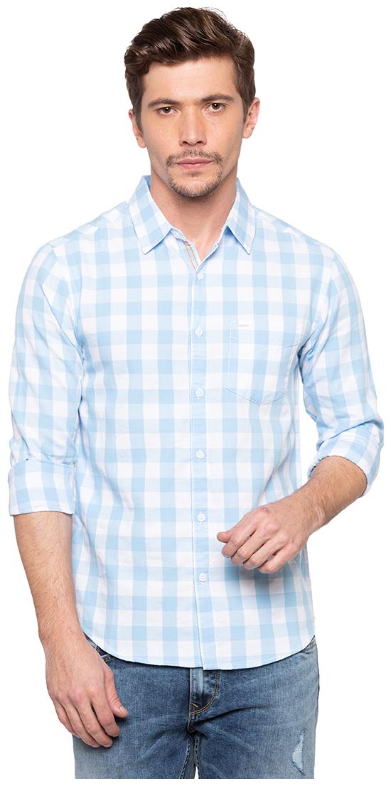 

Spykar Men Blue Checked Slim Fit Casual Shirt