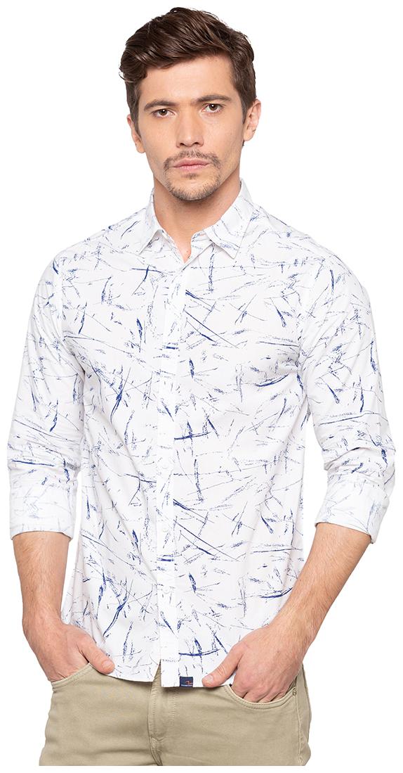 

Spykar Men White Printed Slim Fit Casual Shirt