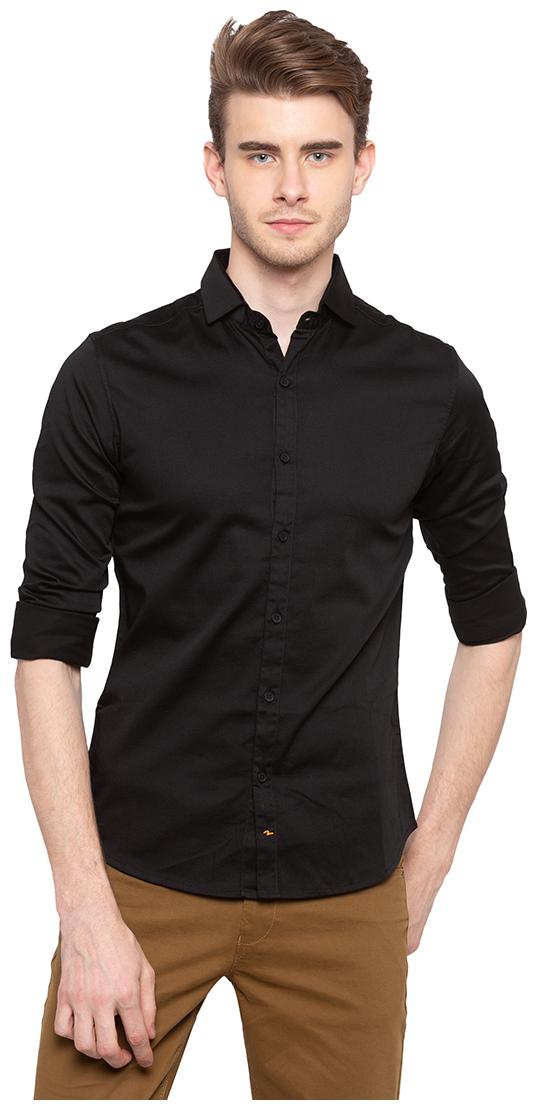 

Spykar Men Black Solid Slim Fit Casual Shirt