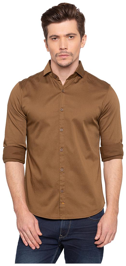 

Spykar Men Brown Solid Slim Fit Casual Shirt