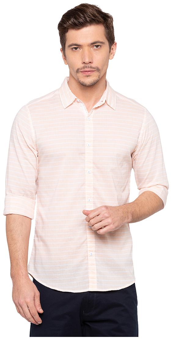 

Spykar Men Pink Horizontal Stripes Slim Fit Casual Shirt