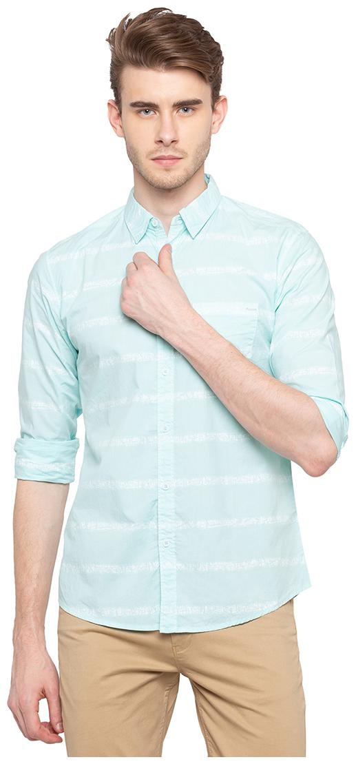 

Spykar Cotton Blue Casual Shirt