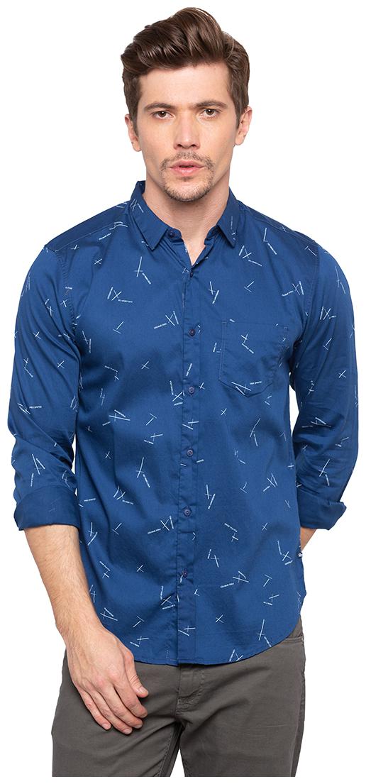 

Spykar Men Blue Printed Slim Fit Casual Shirt