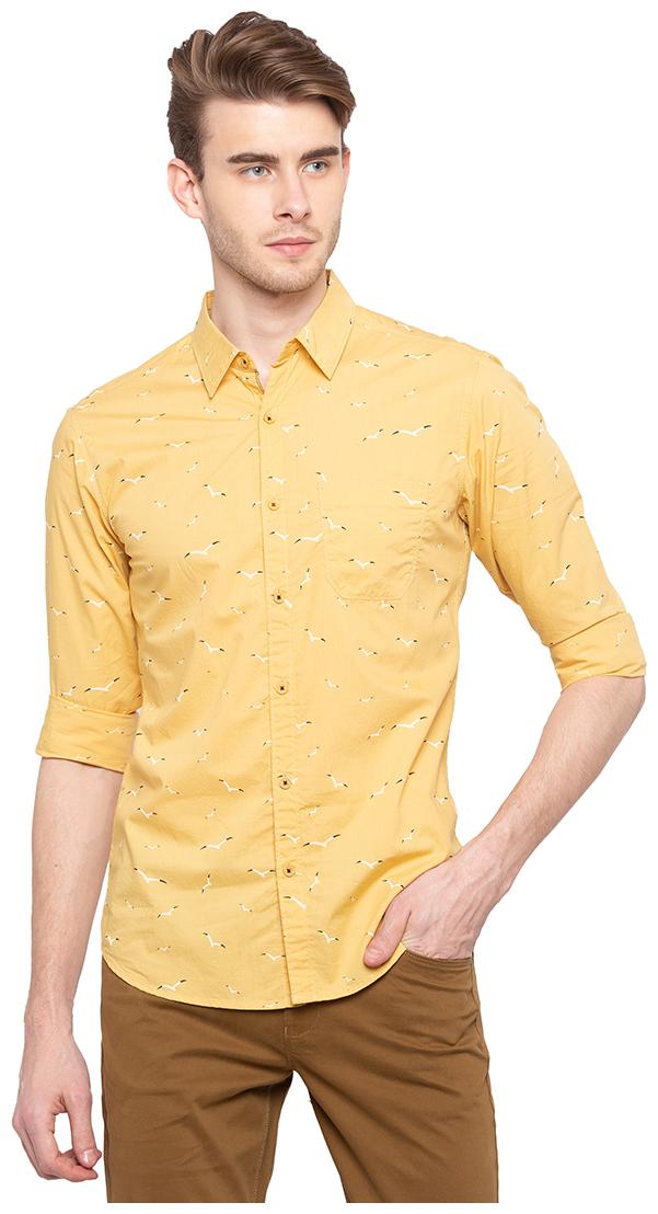 

Spykar Men Yellow Printed Slim Fit Casual Shirt