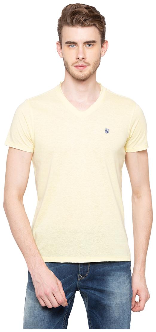 

Spykar Men Yellow Slim fit Cotton V neck T-Shirt - Pack Of 1