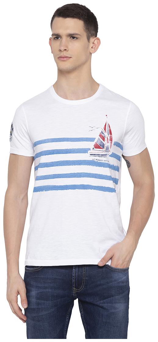 

Spykar Men White Slim fit Cotton Round neck T-Shirt - Pack Of 1