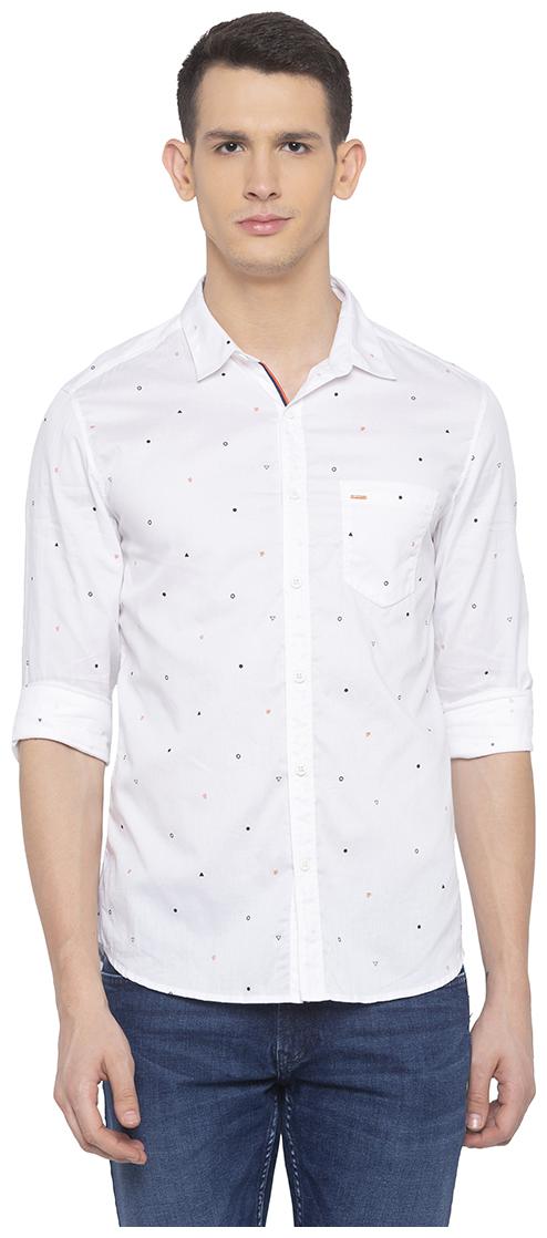 

Spykar Men White Printed Slim Fit Casual Shirt