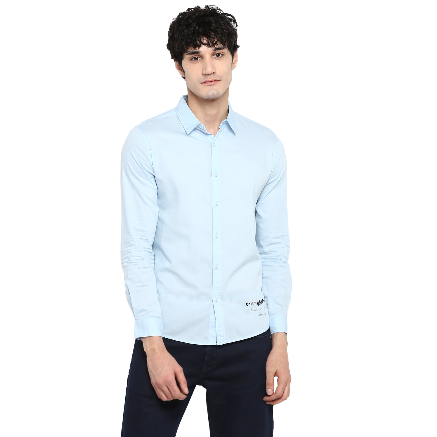

Spykar Men Blue Solid Slim Fit Casual Shirt
