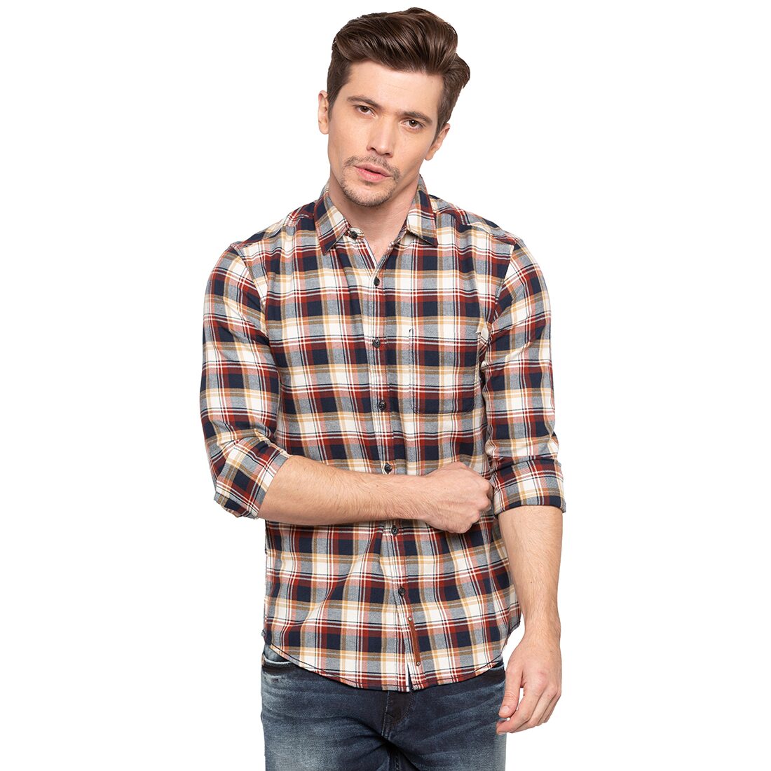

Spykar Men Multi Checked Slim Fit Casual Shirt