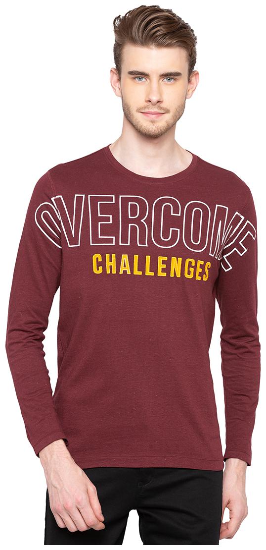 

Spykar Men Maroon Slim fit Cotton Round neck T-Shirt - Pack Of 1