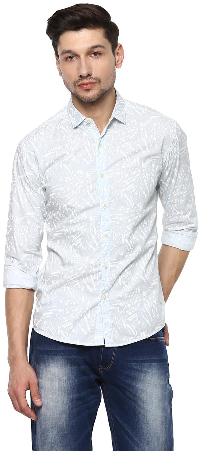 

Spykar Men Green Printed Slim Fit Casual Shirt