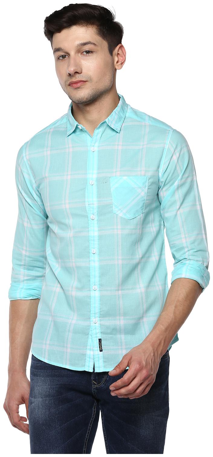 

Spykar Men Blue Checked Slim Fit Casual Shirt