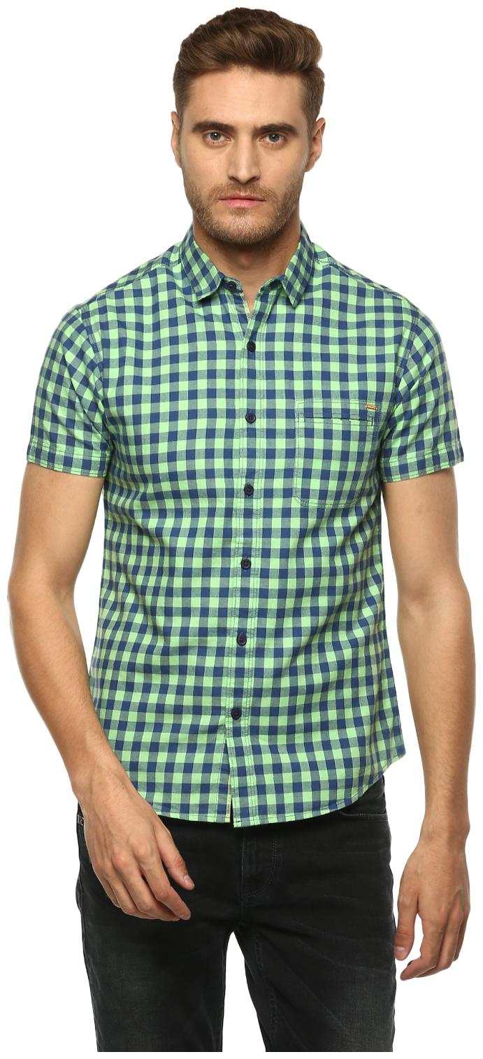 

Spykar Men Green Checked Slim Fit Casual Shirt