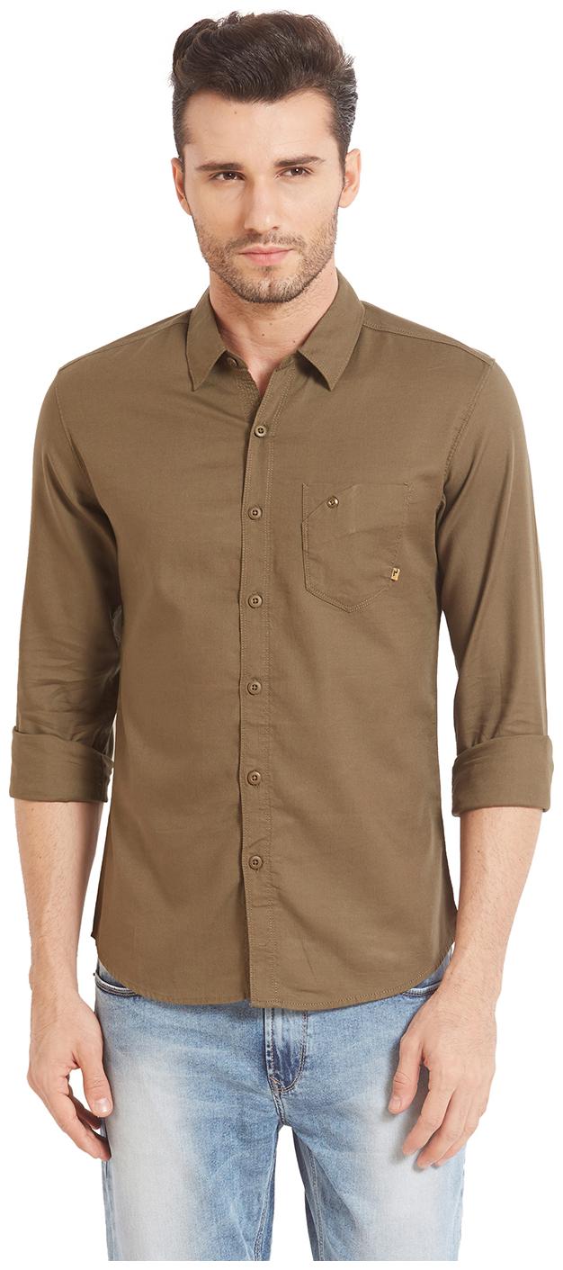 

Spykar Men Green Solid Slim Fit Casual Shirt